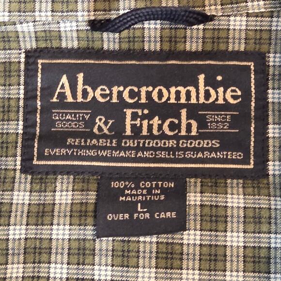 Abercrombie & Fitch Plaid Button Down Shirt L Short Sleeve Cotton - Picture 3 of 9